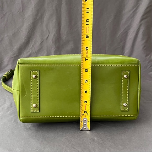 Dooney & Bourke DILLEN "CROCO" Leather Double Pocket Satchel LIME GREEN - Picture 5 of 15